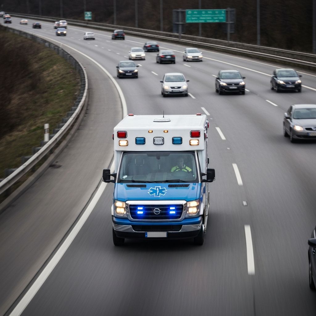 Ambulance en intervention - Transport médical d'urgence